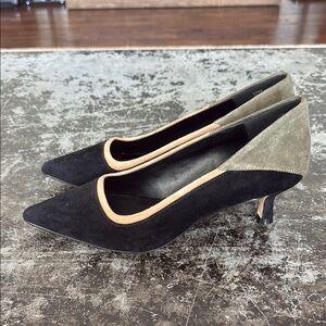 Sanctuary Black/Green/Tan Colorblock Suede Heels Size 8
